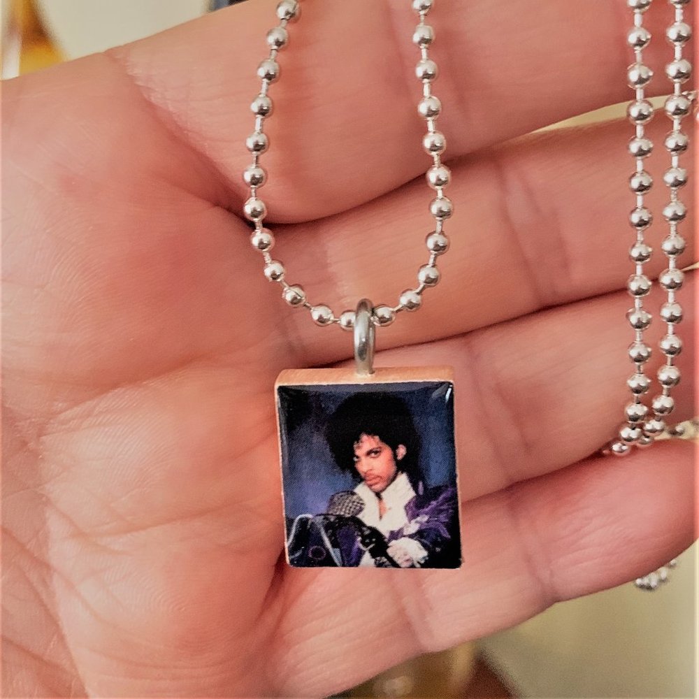 (2/$12,4/$20) Prince Scrabble Tile Necklace